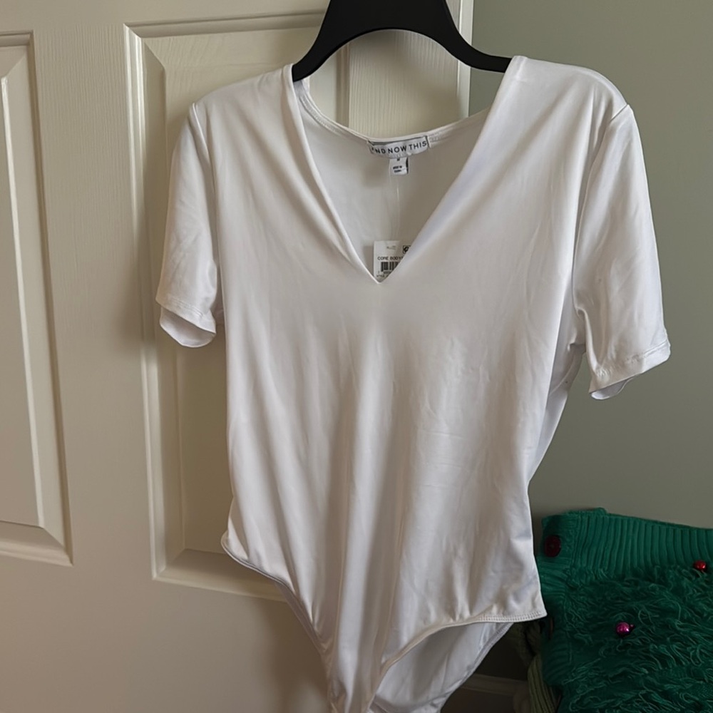 A New Day White Fitted Bodysuit